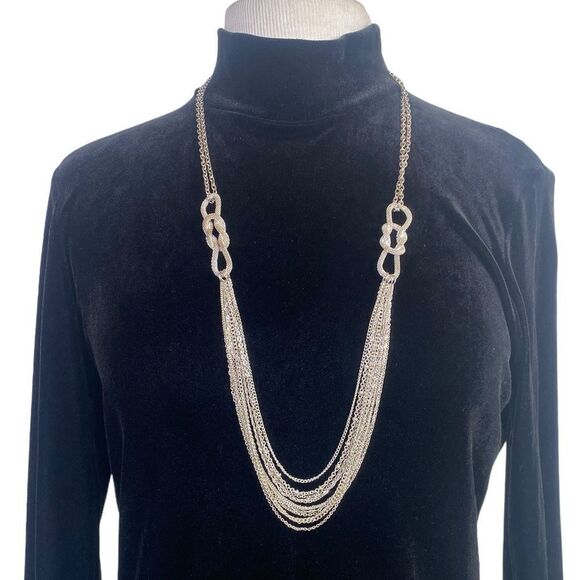 Vintage Silver tone 12 strand necklace 37” and it’s adjustable to any length. - Picture 1 of 5